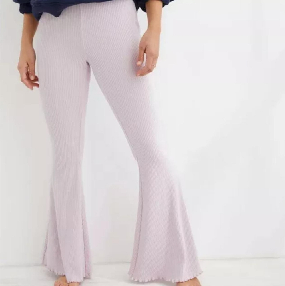 Aerie Offline Lavender Ribbed Flare Pants Sz XS NWT